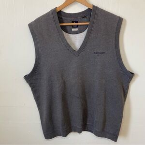 Vintage Callaway Golf Fleece Vest Gray V Neck Sleeveless Mens XL